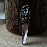 Wire-Wrapped Amethyst Stone Pendant for Chakra Balance