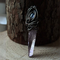 Wire-Wrapped Amethyst Stone Pendant for Chakra Balance