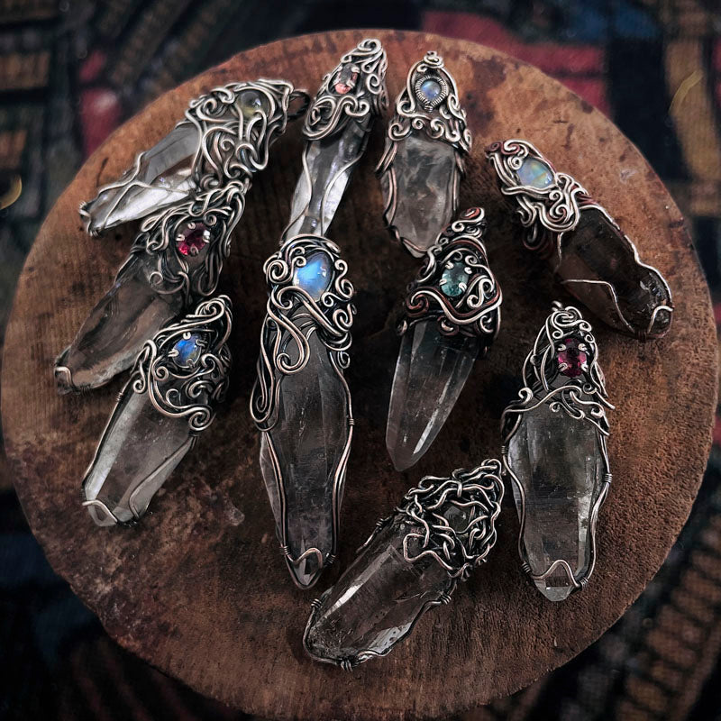 Himalayasol White Crystal Primitive Stone Necklace