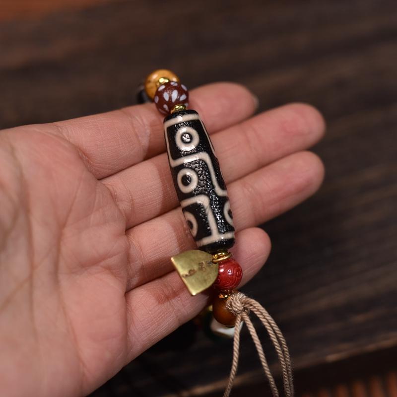 Handmade Tibetan Prayer Beads Bracelet with Dzi and Colorful Stones