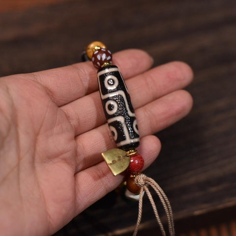 Handmade Tibetan Prayer Beads Bracelet with Dzi and Colorful Stones