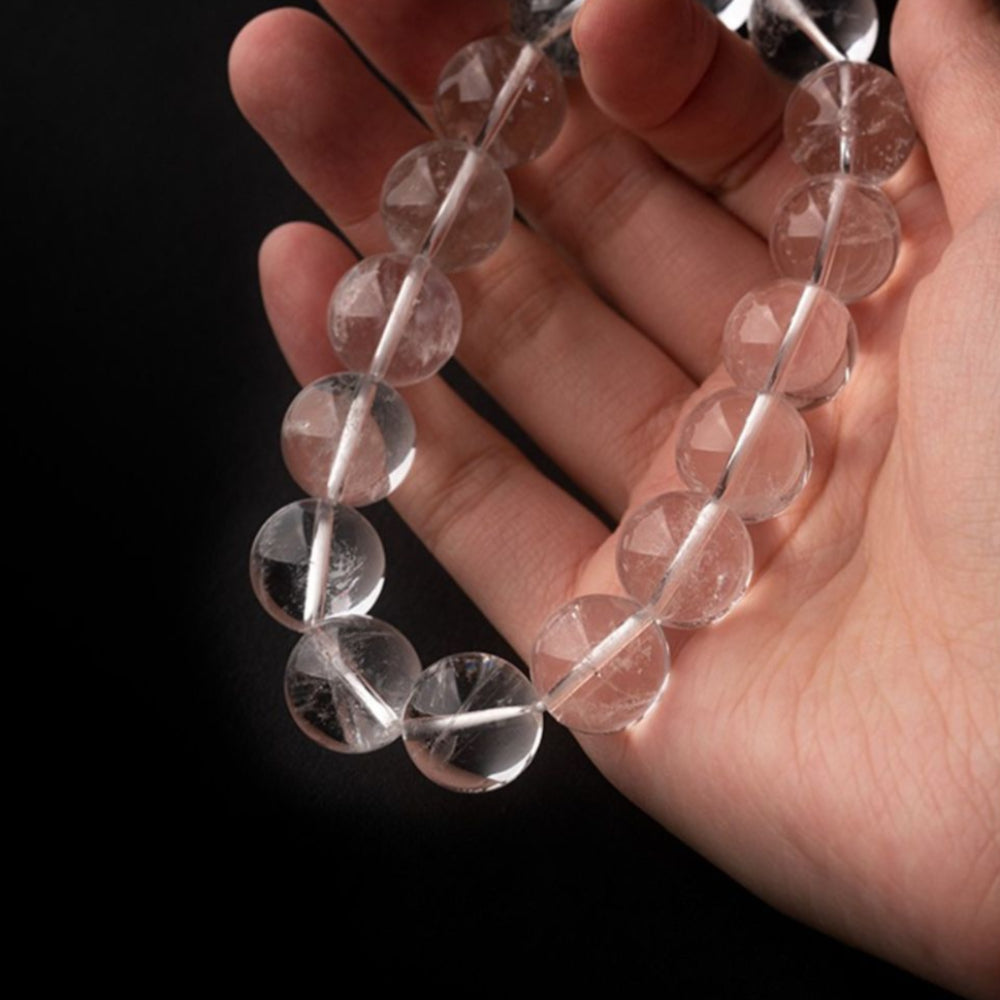White Crystal Bead Bracelet for Balanced Energy Rainbow Version