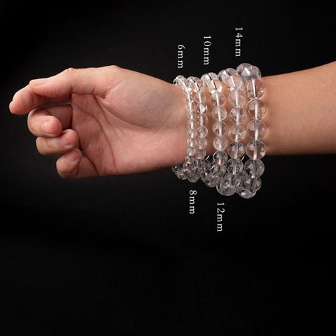 White Crystal Bead Bracelet for Balanced Energy Size