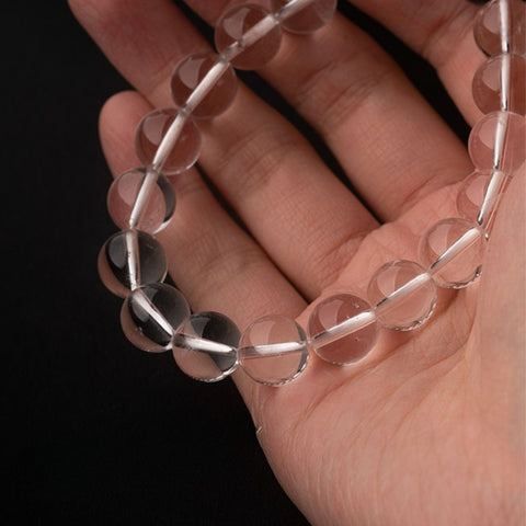 White Crystal Bead Bracelet for Balanced Energy Transparent Version